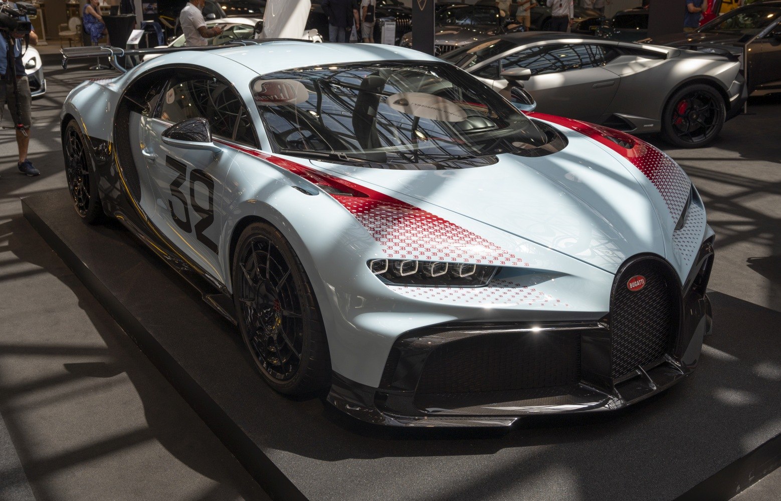 Aerodynamic hypercar with racing number 39 and sleek front grille