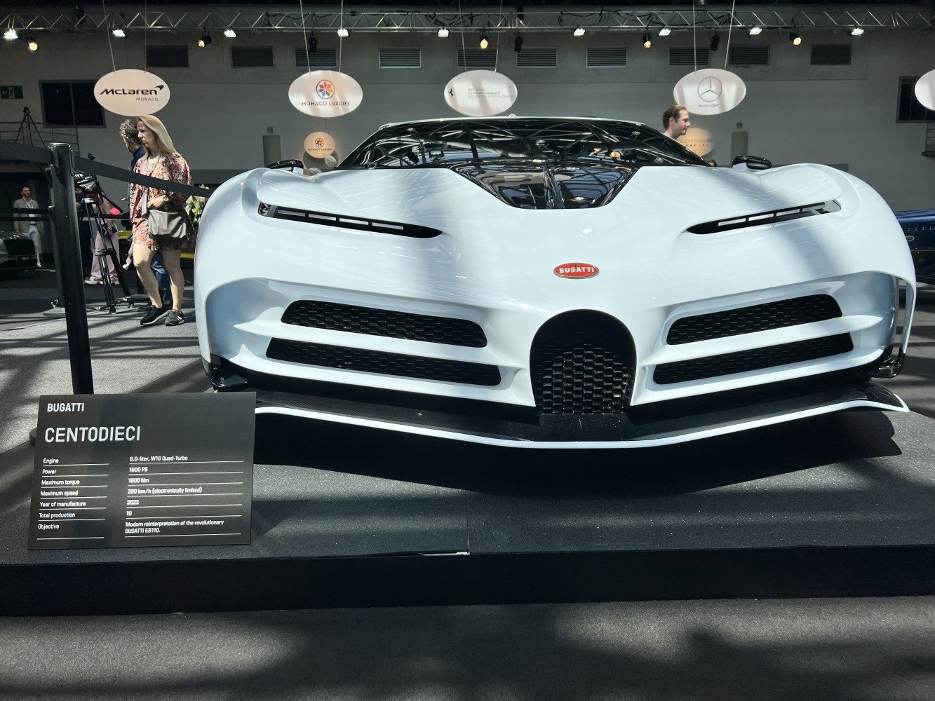 Front view of a hypercar with aerodynamic body and distinctive grille