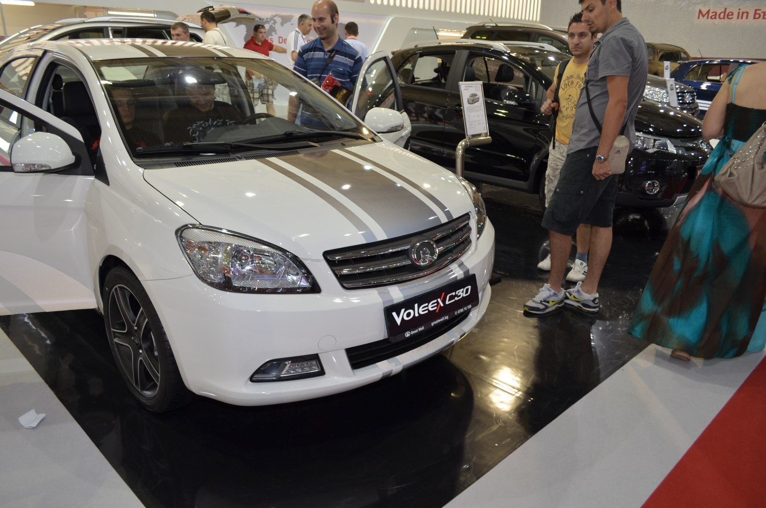 Front grille, headlights, racing stripes, and alloy wheels