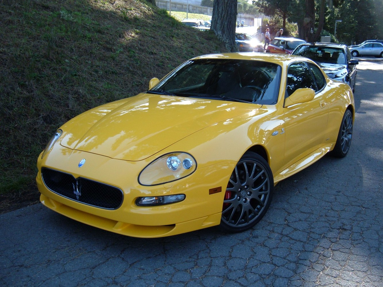Yellow sporty coupe with aerodynamic design and multi-spoke dark wheels