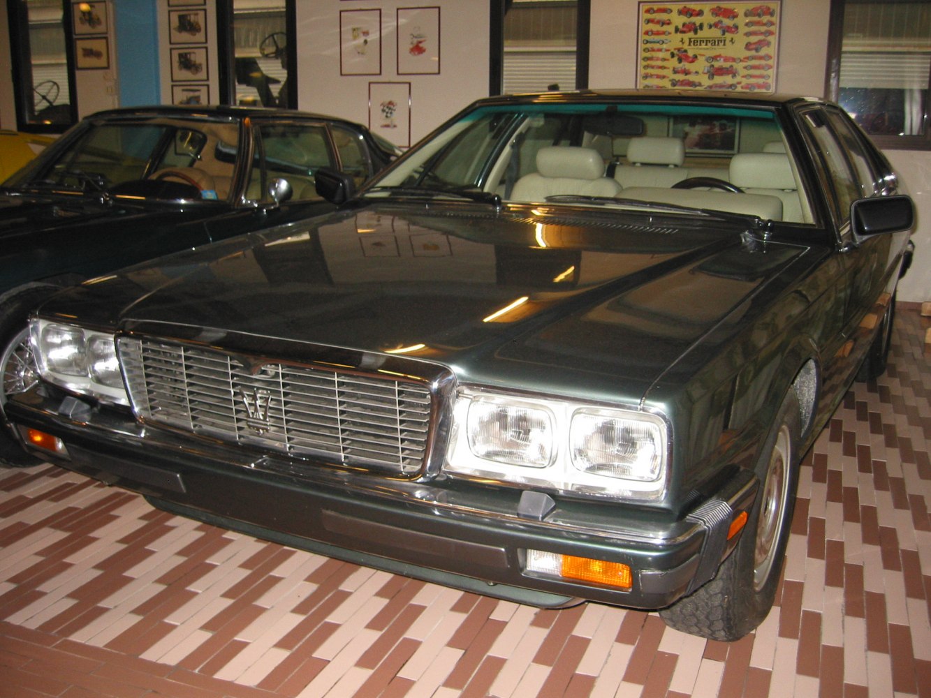 Front grille and headlights of classic luxury sedan