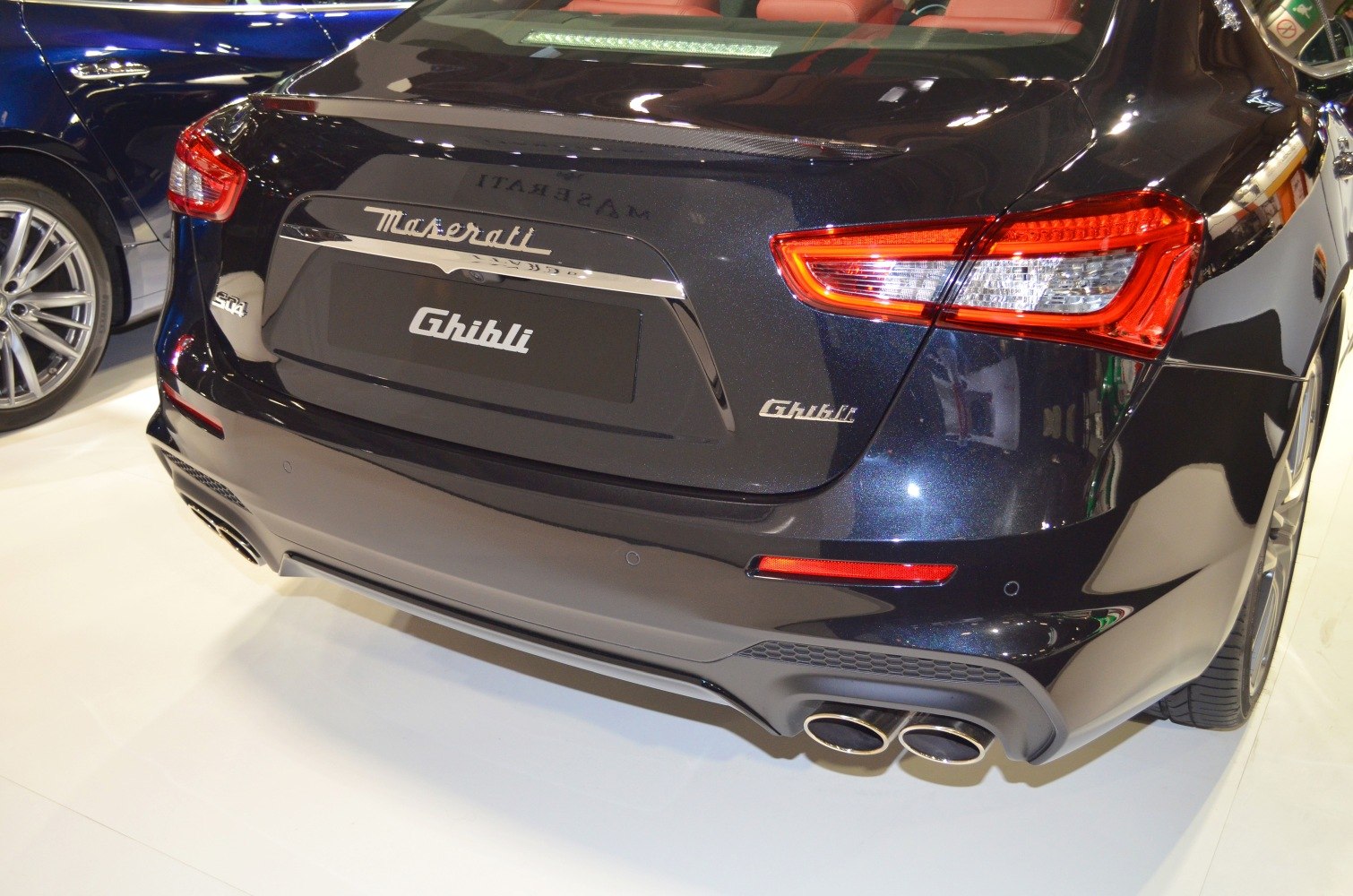 Rear end with taillights and dual exhaust tips