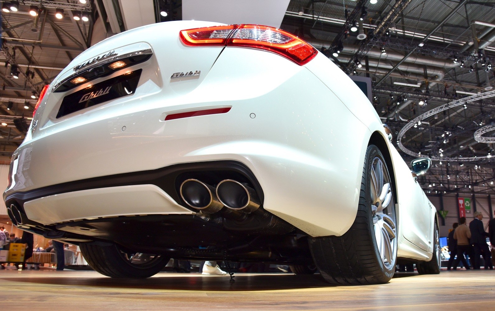 Rear view showing quad exhaust tips and taillights