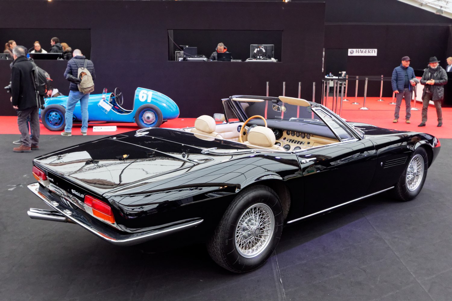 Vintage convertible sports car with wire-spoke wheels