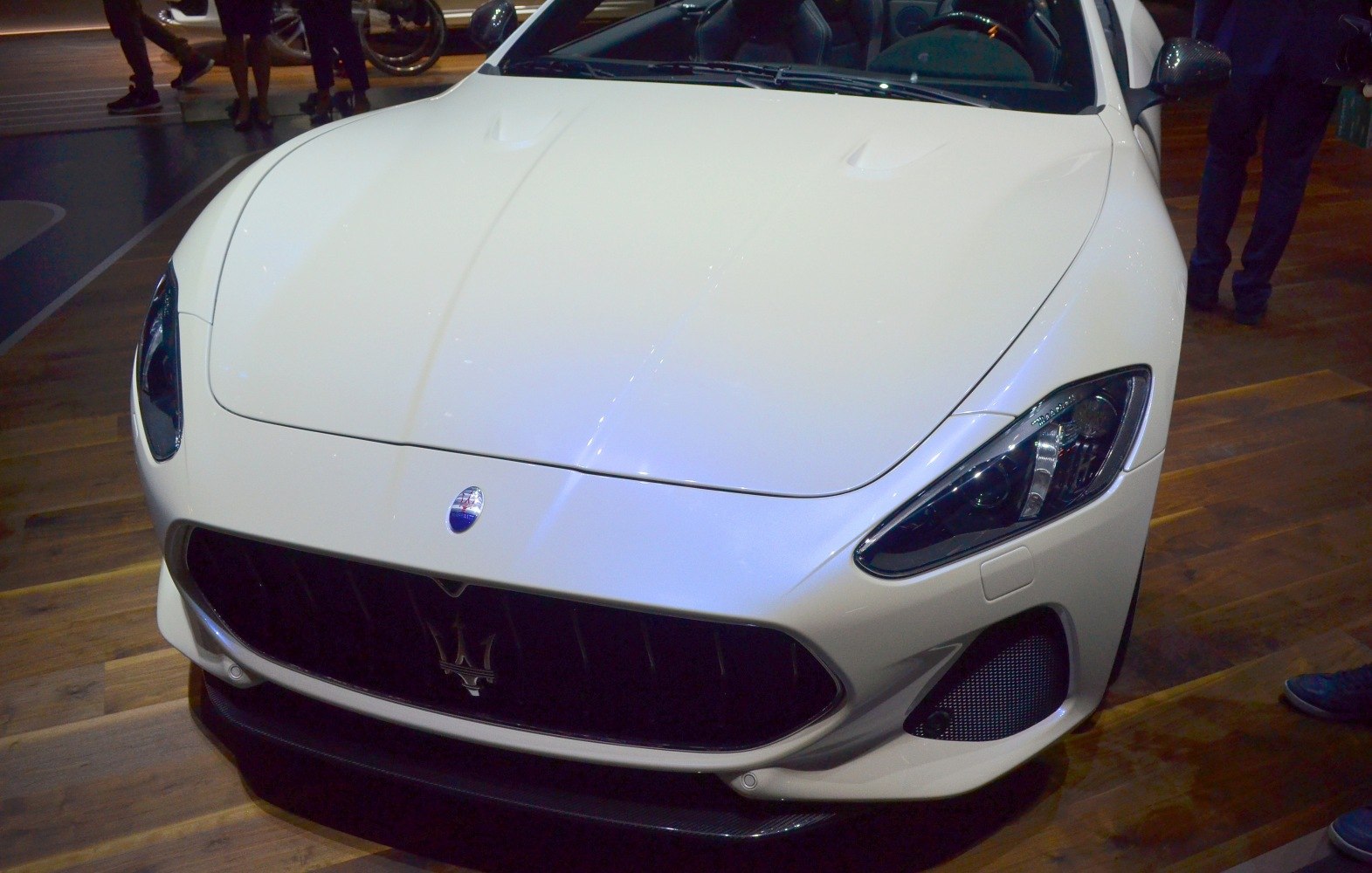 Front grille and sleek headlight closeup