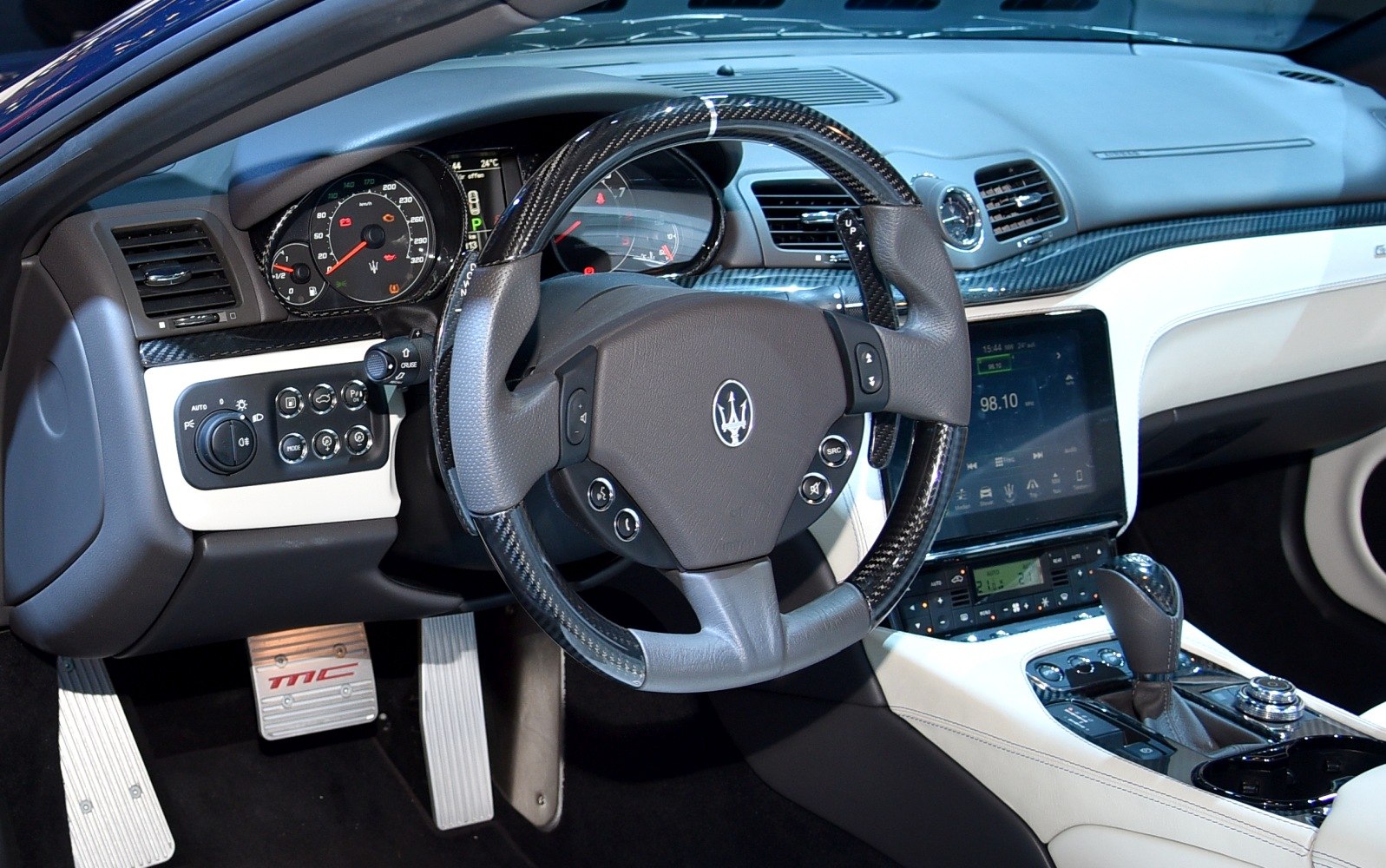 Carbon fiber steering wheel and luxury dashboard interior