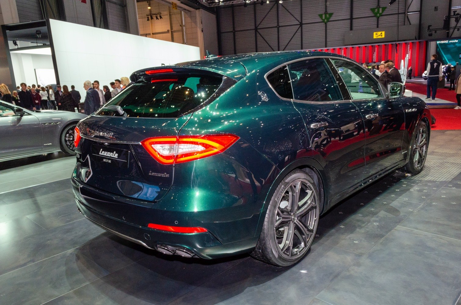 Rear and side view of a luxury SUV with distinct tail lights and sporty wheels