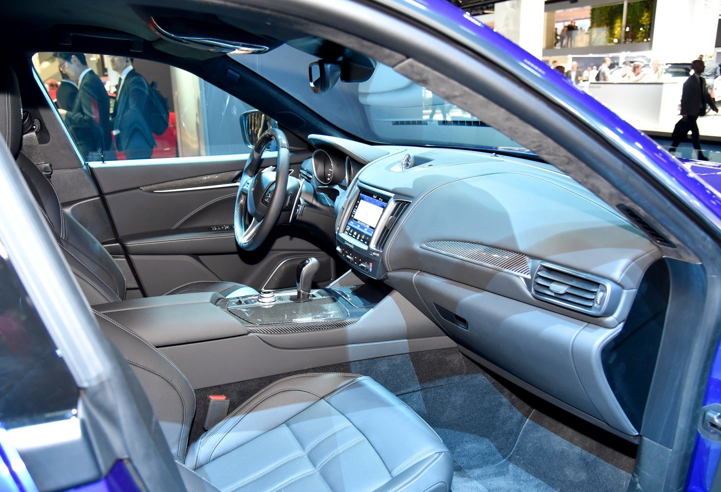 Luxury SUV interior with leather seats and advanced infotainment system