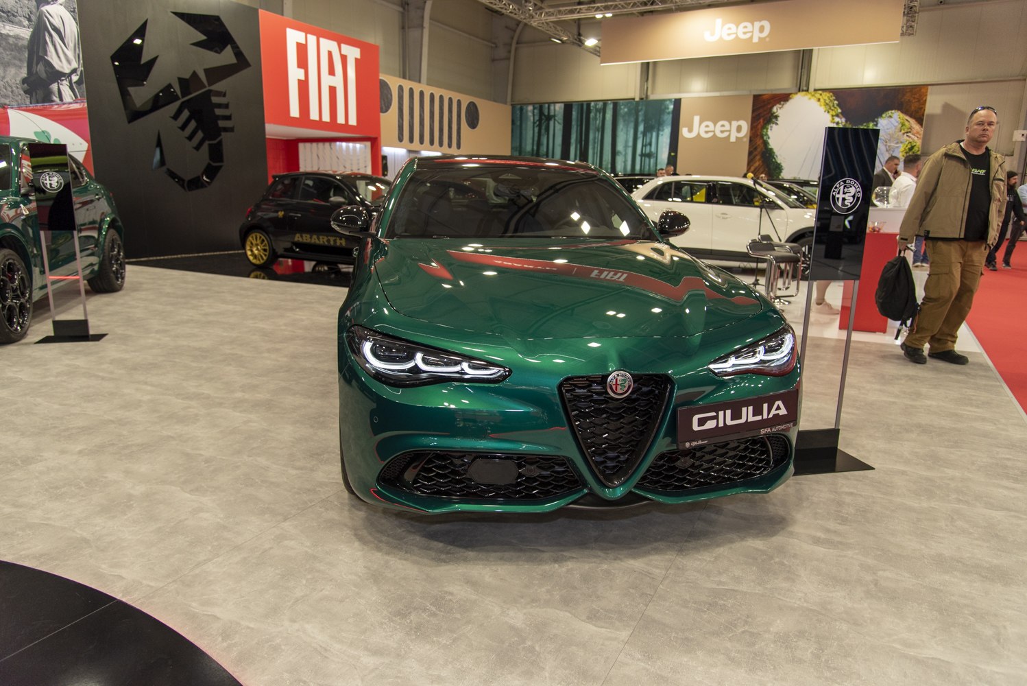 Close-up of front view with updated grille and LED headlights