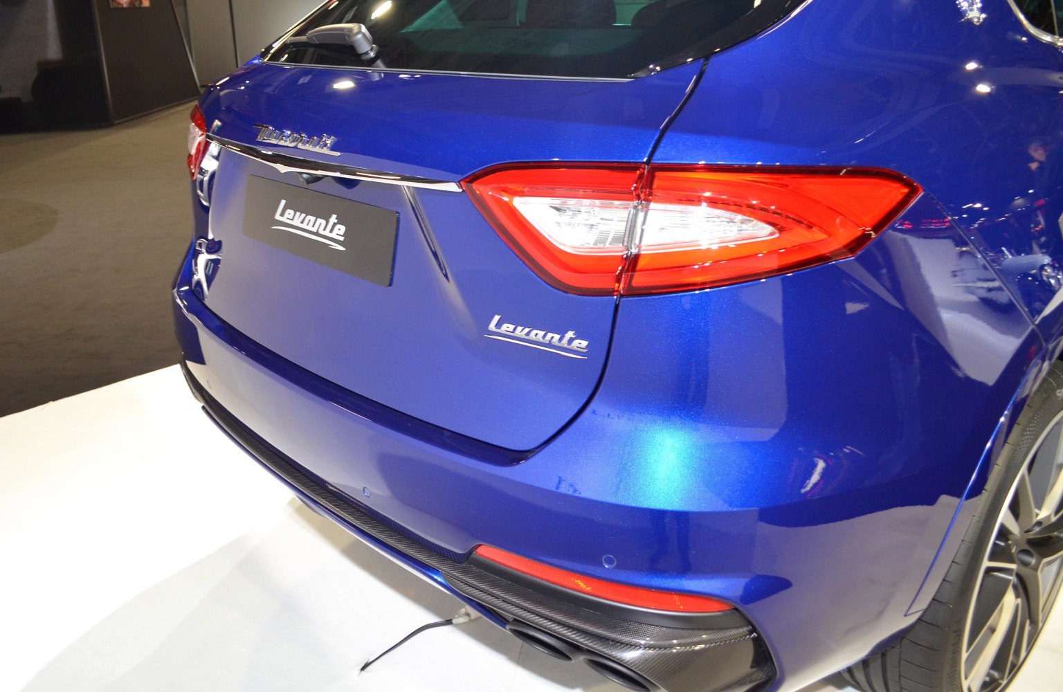 Rear tail light and bumper close-up of luxury SUV