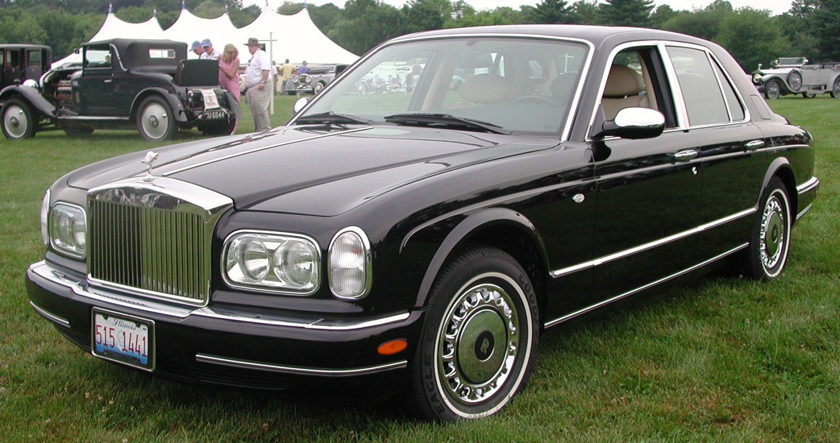 Front view with iconic grille and classic luxury sedan design