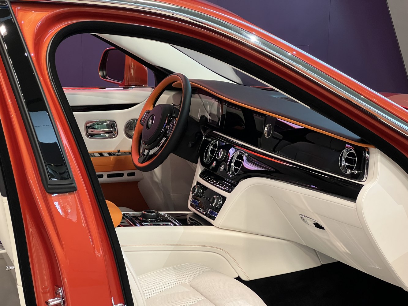 Elegant luxury car interior with advanced dashboard and premium materials