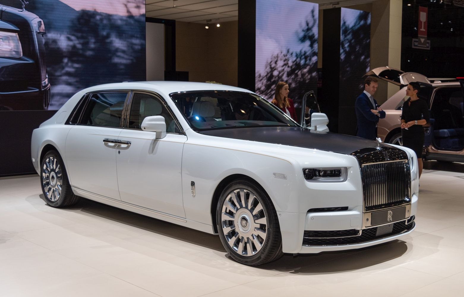 Luxury sedan with extended wheelbase and distinctive front grille