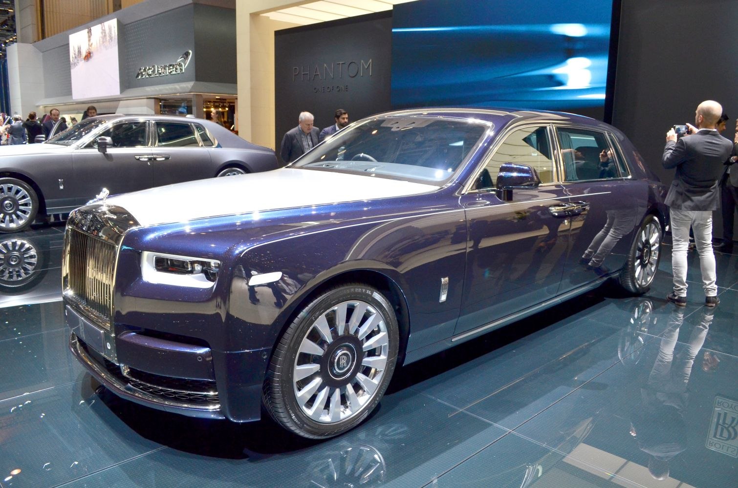 Luxury limousine with chrome grille and LED headlights