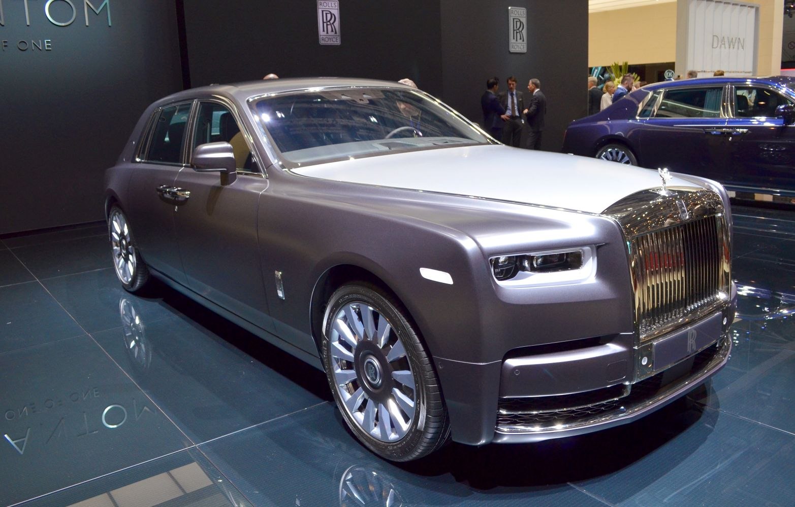 Luxury sedan with distinctive front grille and LED headlights