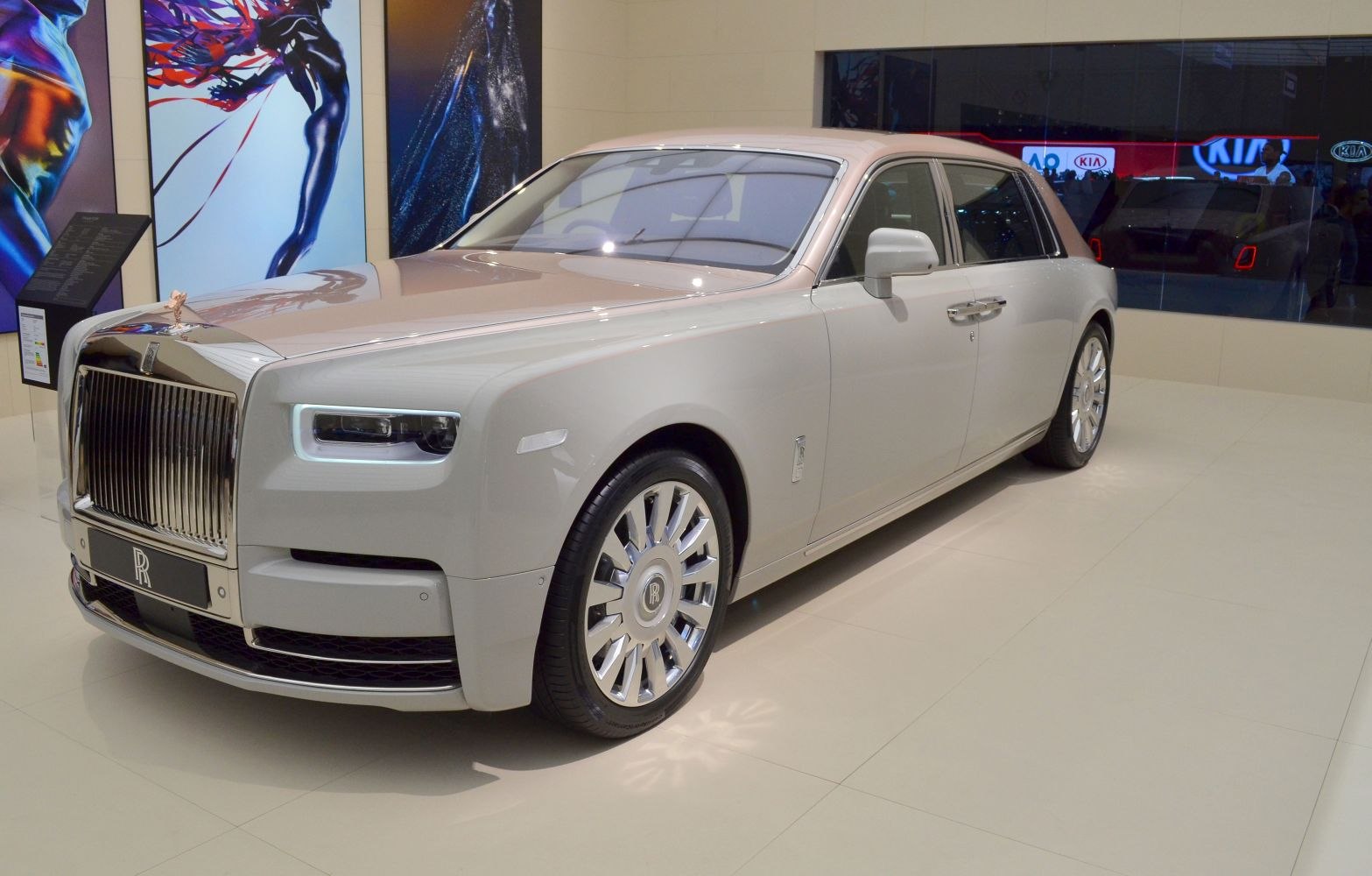 Luxury sedan with distinctive grille and LED headlights
