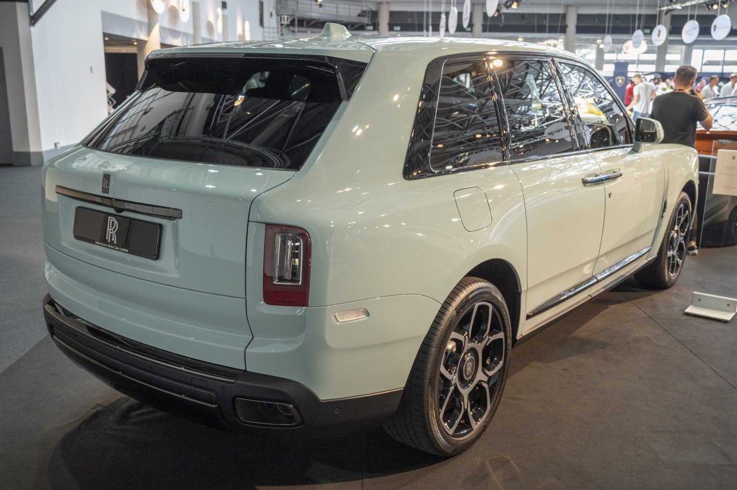 Luxury SUV rear-side view with distinctive taillights and alloy wheels.