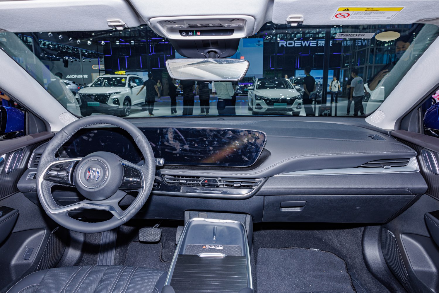Modern dashboard and steering wheel with digital display