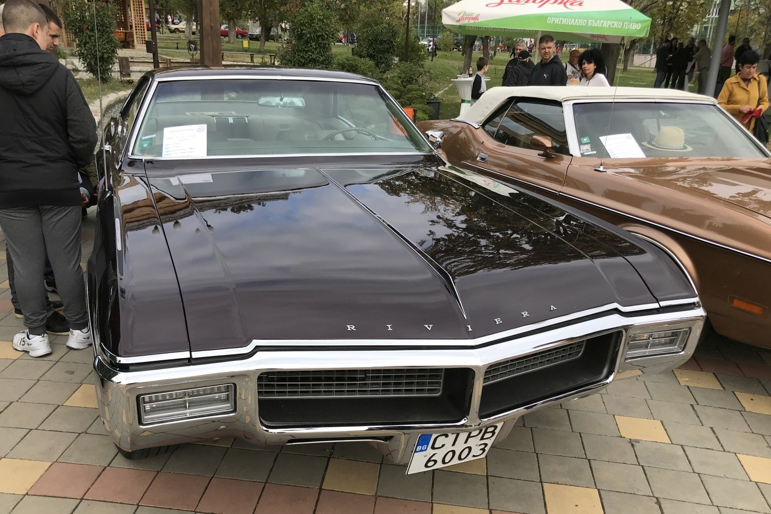Front grille and hood with Riviera emblem on classic muscle car