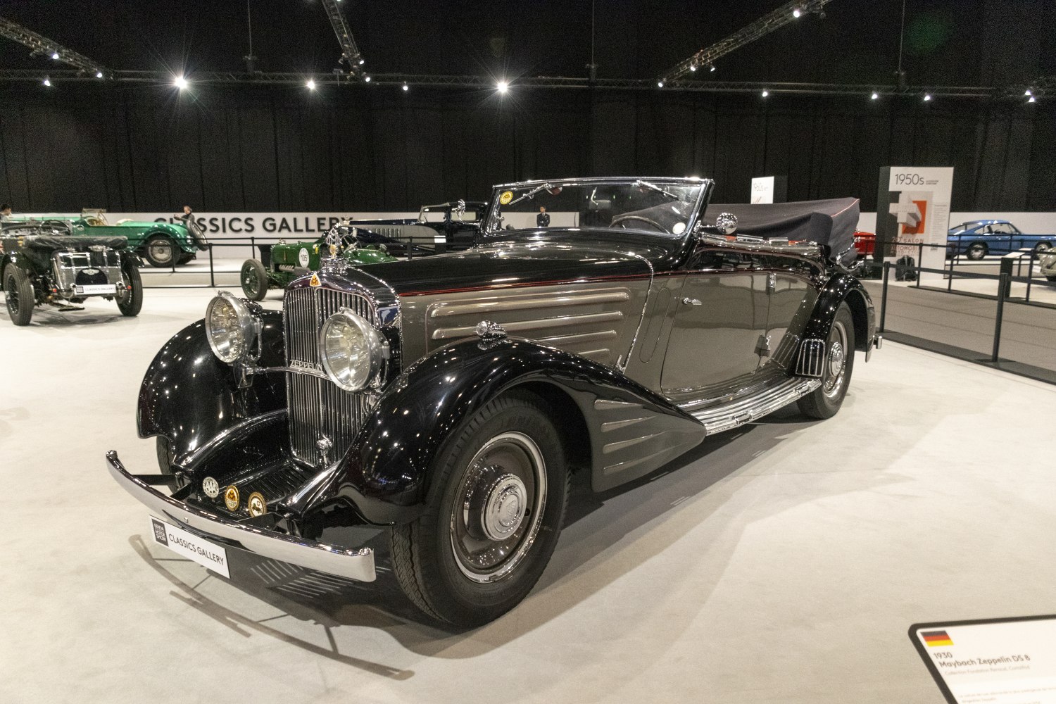 Vintage convertible with iconic front grille and classic 1930s design