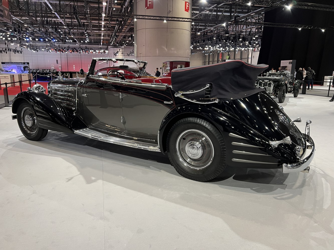 Vintage luxury convertible with classic 1930s styling and chrome accents