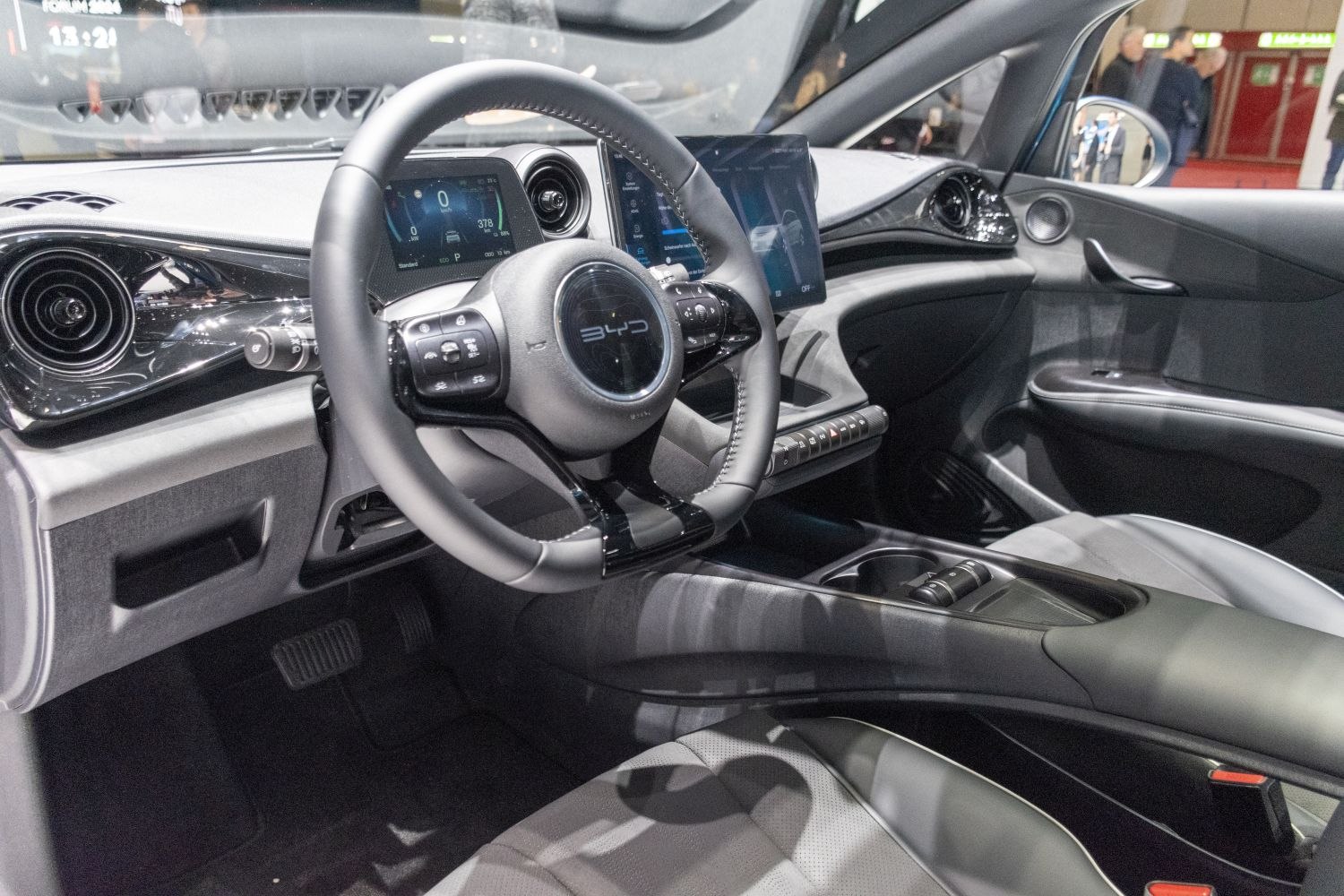 Modern dashboard and digital instrument clusters with multifunction steering wheel