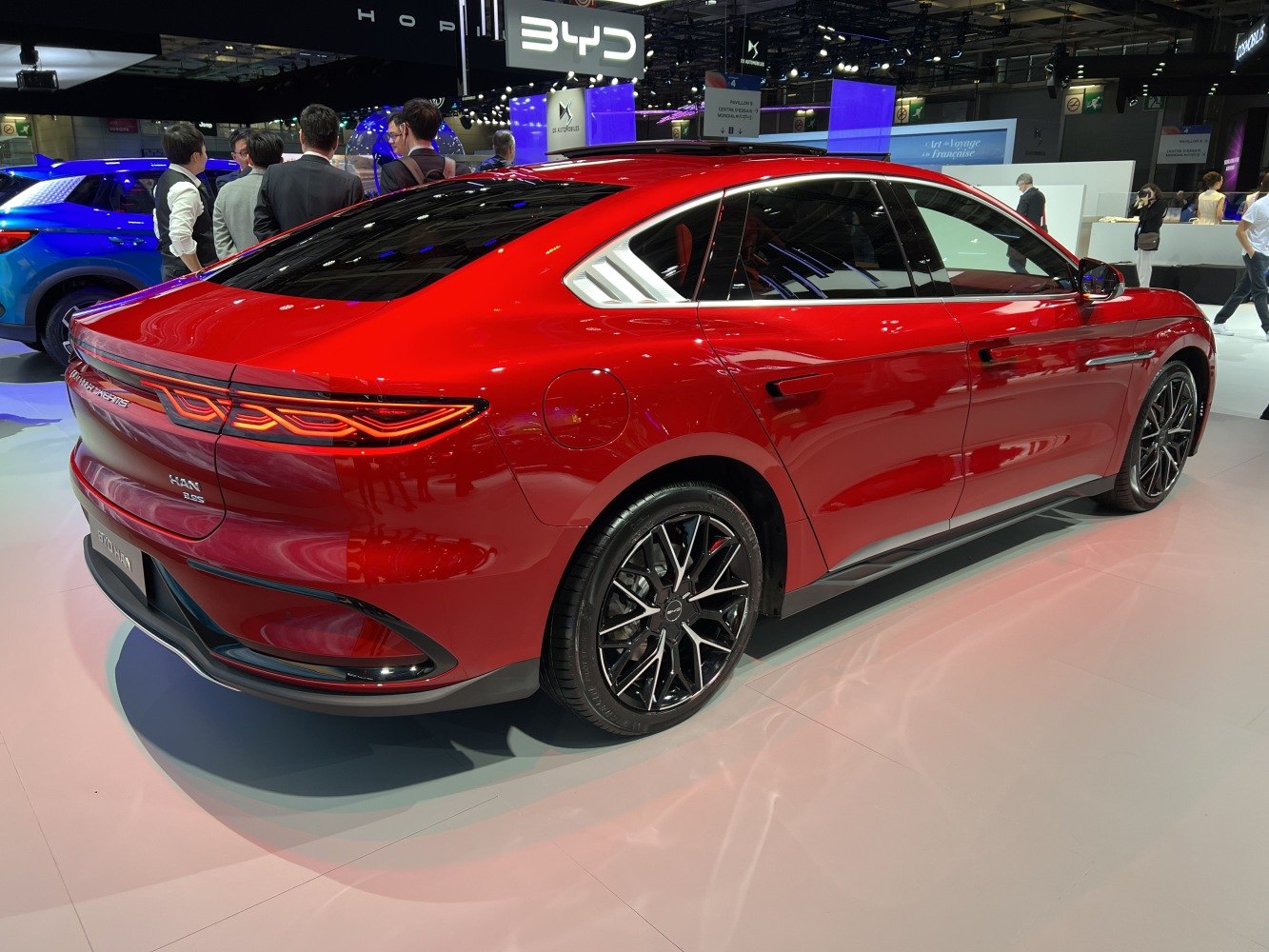 Sleek rear and side profile with LED tail lights and sporty wheels