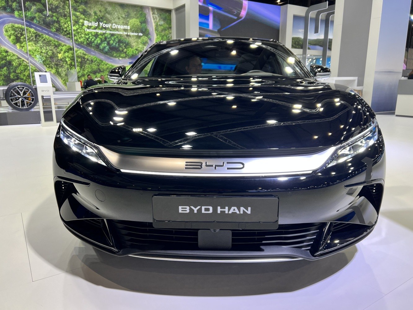 Sleek front fascia with LED headlights and aerodynamic design