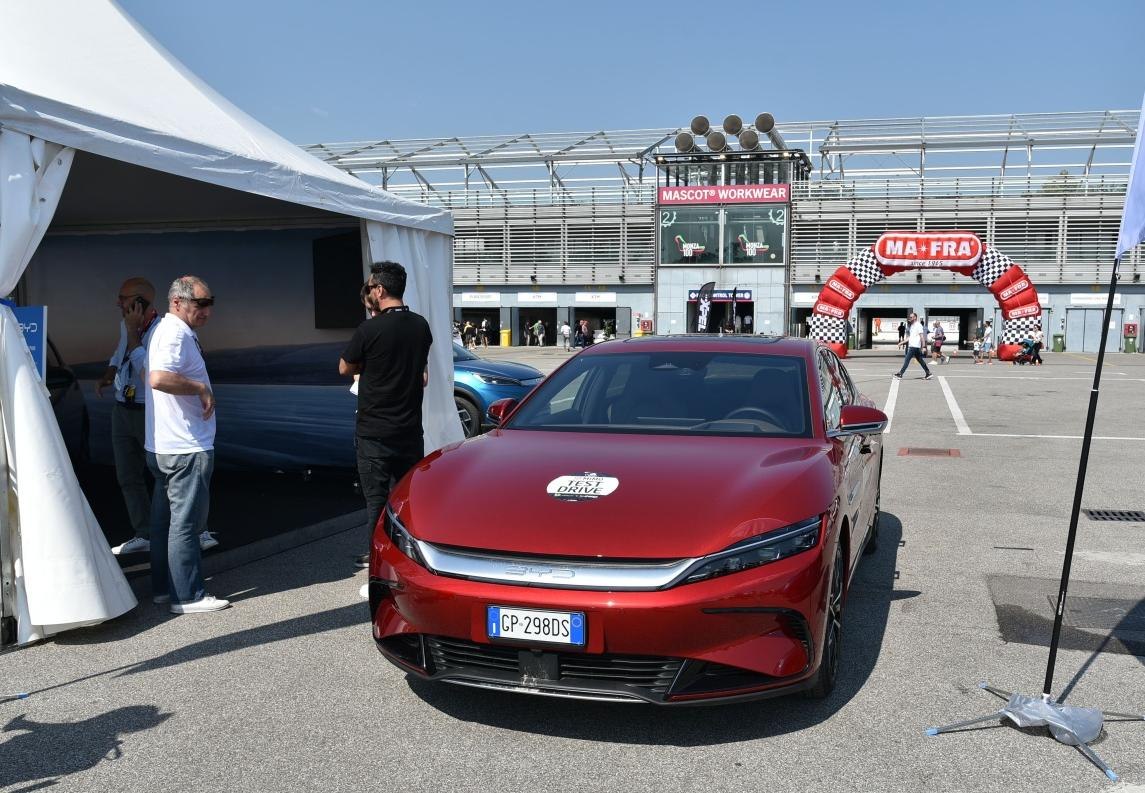 Sleek front view with slim LED headlamps and smooth aerodynamic lines