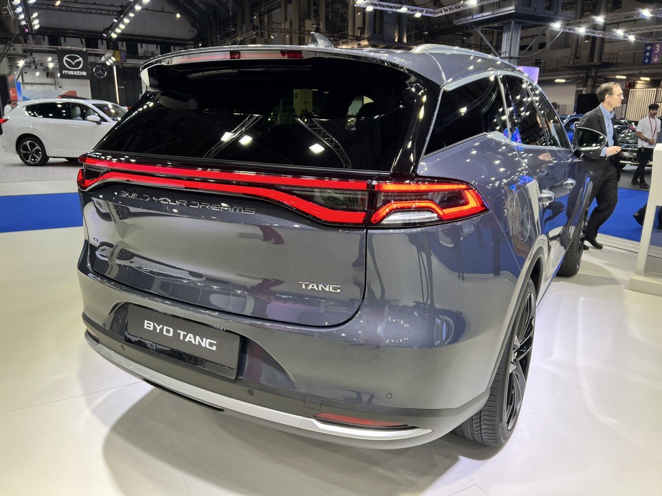 Rear view of SUV with continuous LED taillight strip and sleek modern design