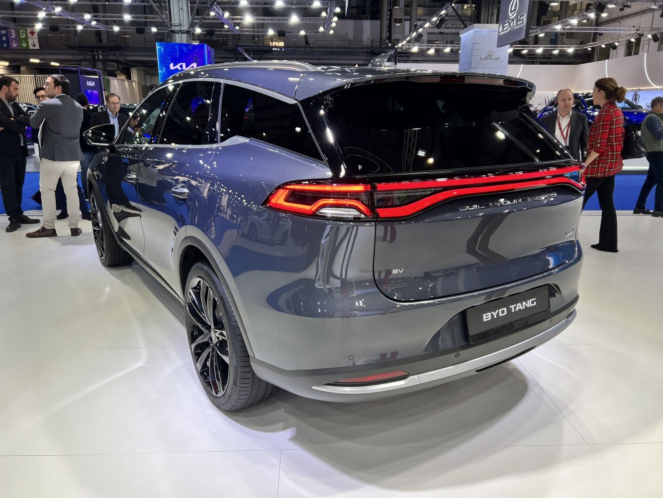 Rear view with connected LED tail lights and blacked-out rear window trim