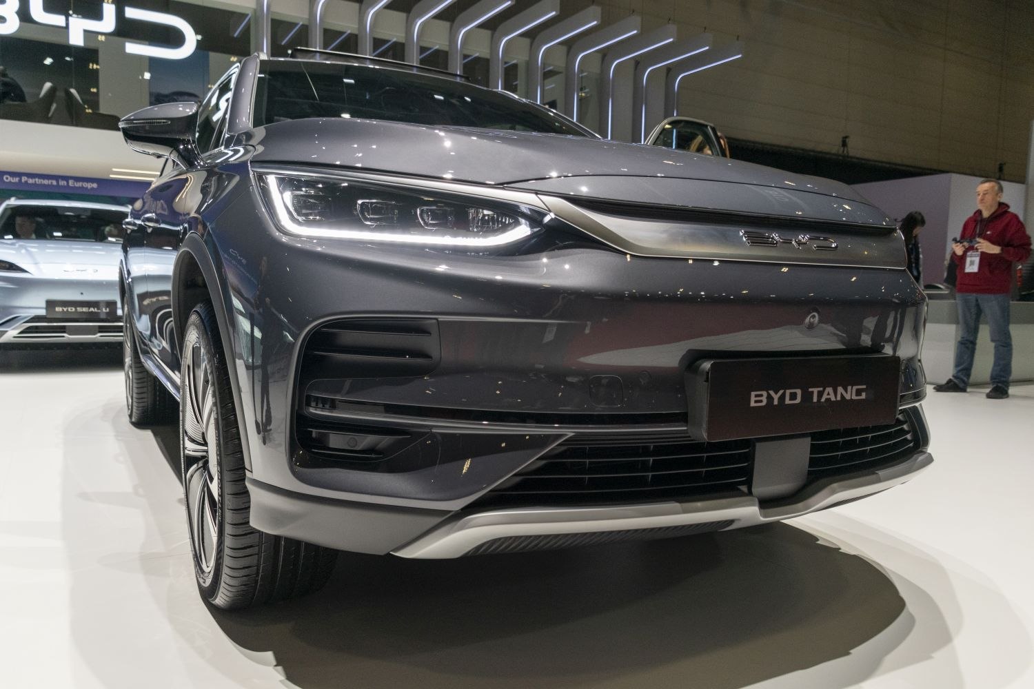 Front end with LED headlights and aerodynamic bumper design
