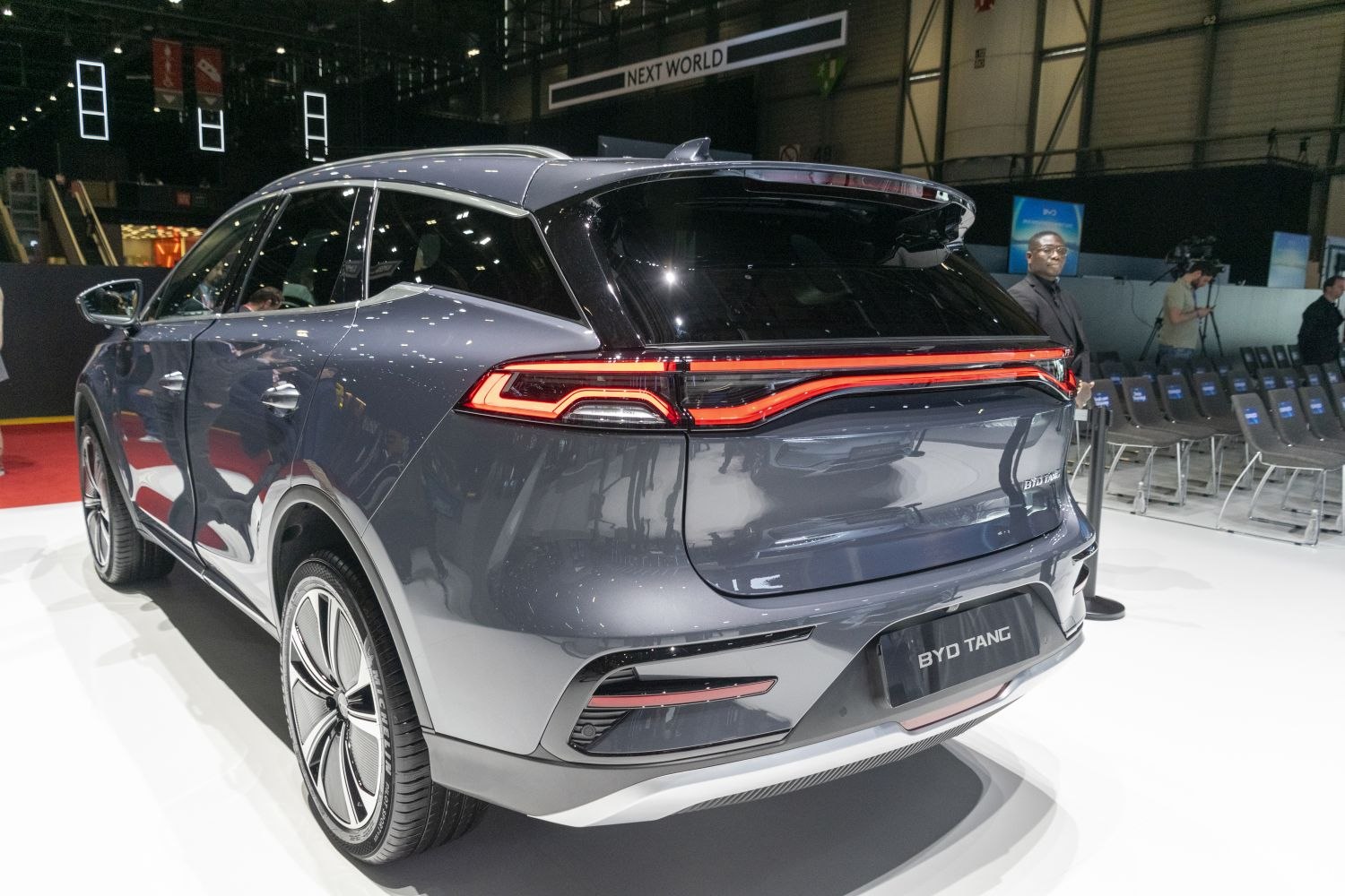 Rear view with LED tail lights and aerodynamic rear design