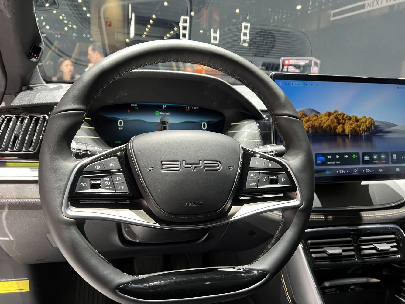 Multi-functional steering wheel and digital dashboard with touchscreen