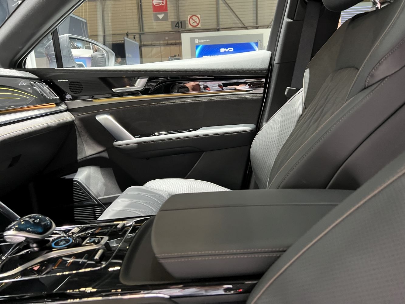 Luxury leather seats and advanced center console with door panel details