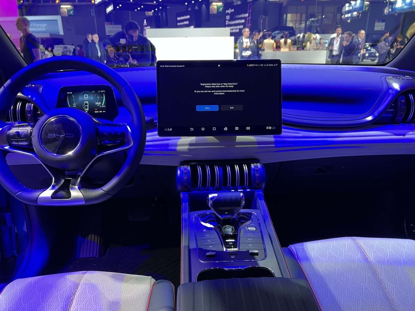 Digital dashboard and large central touchscreen in modern car interior