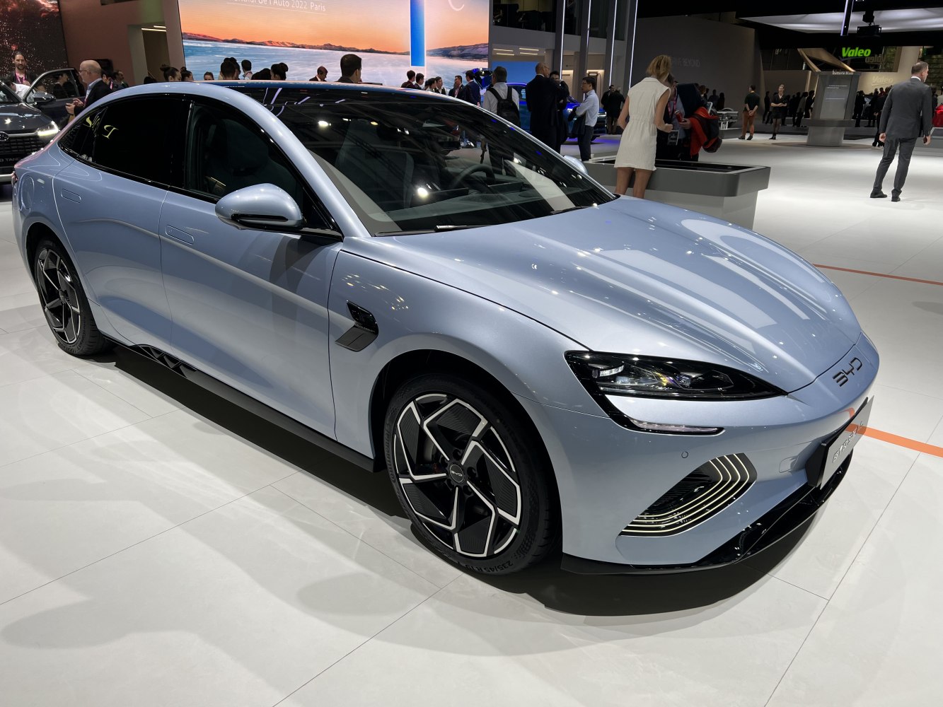 Futuristic front fascia with LED headlights and geometric alloy wheels