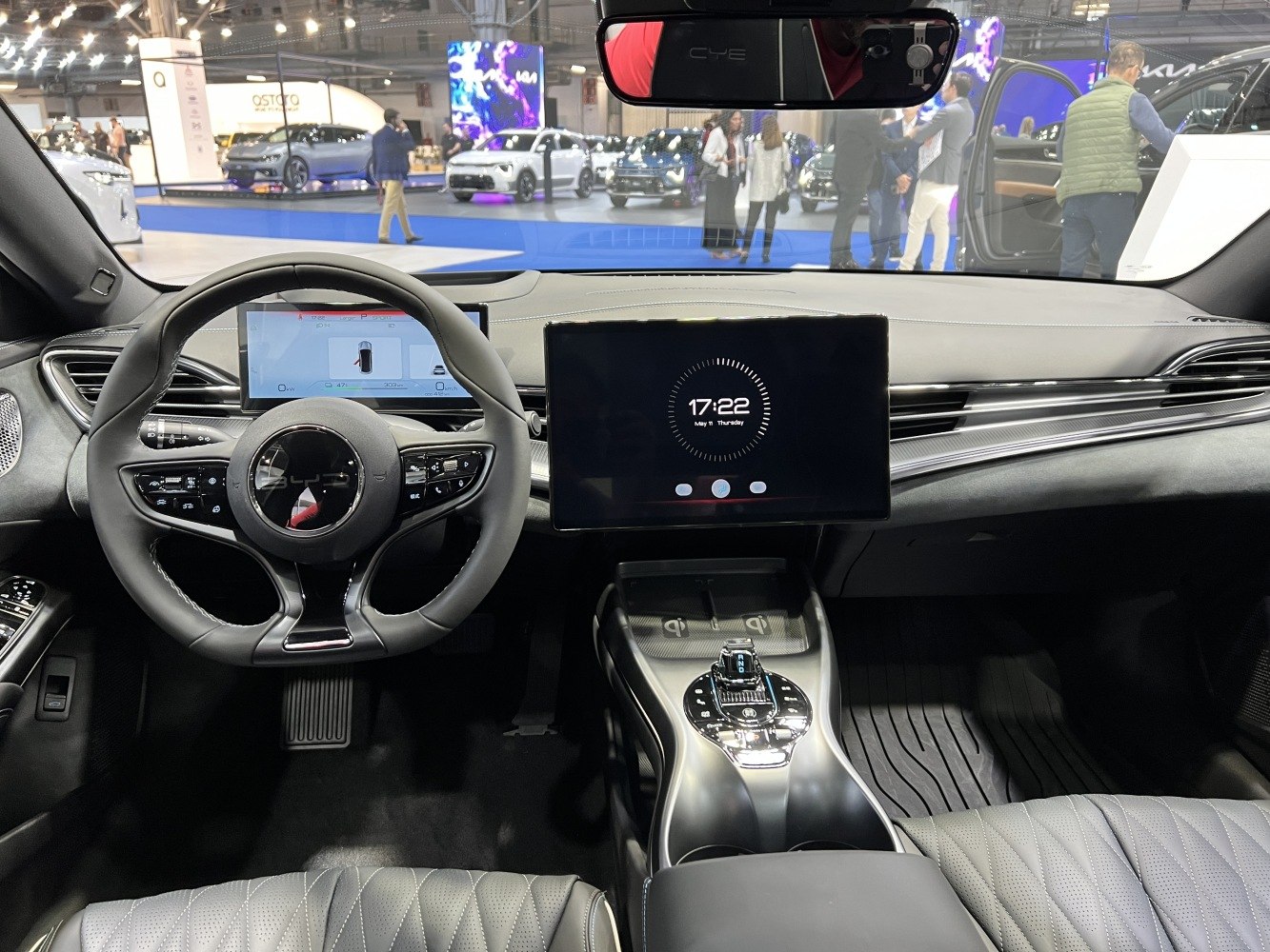 Digital cockpit with dual displays and modern steering wheel
