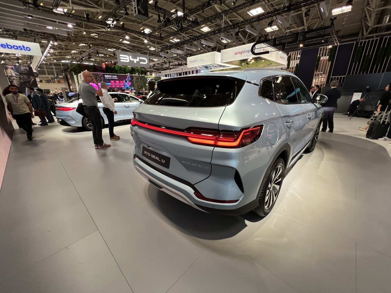Rear view of modern SUV with LED light bar and aerodynamic design
