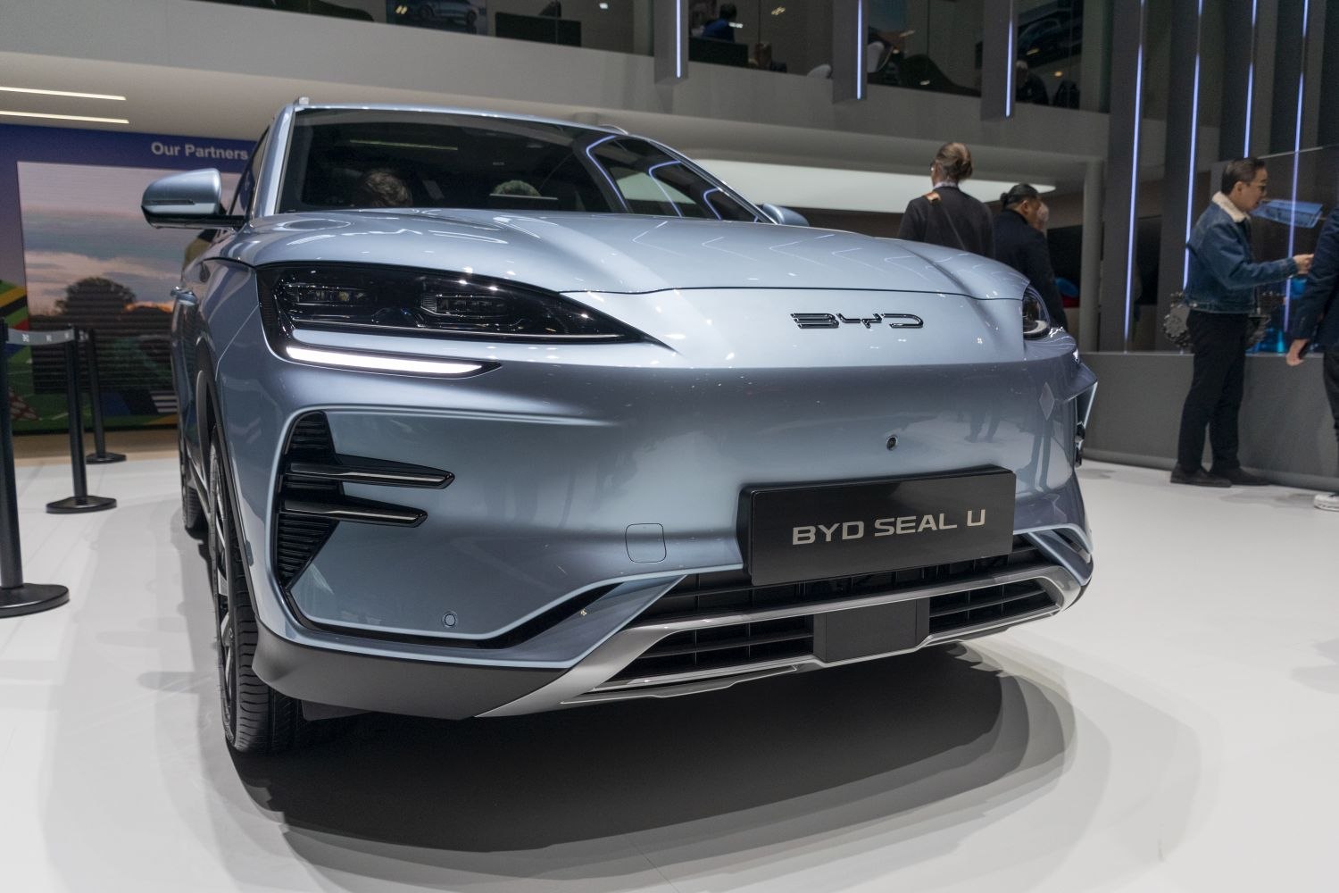 Front view with sleek LED headlights and aerodynamic bumper design