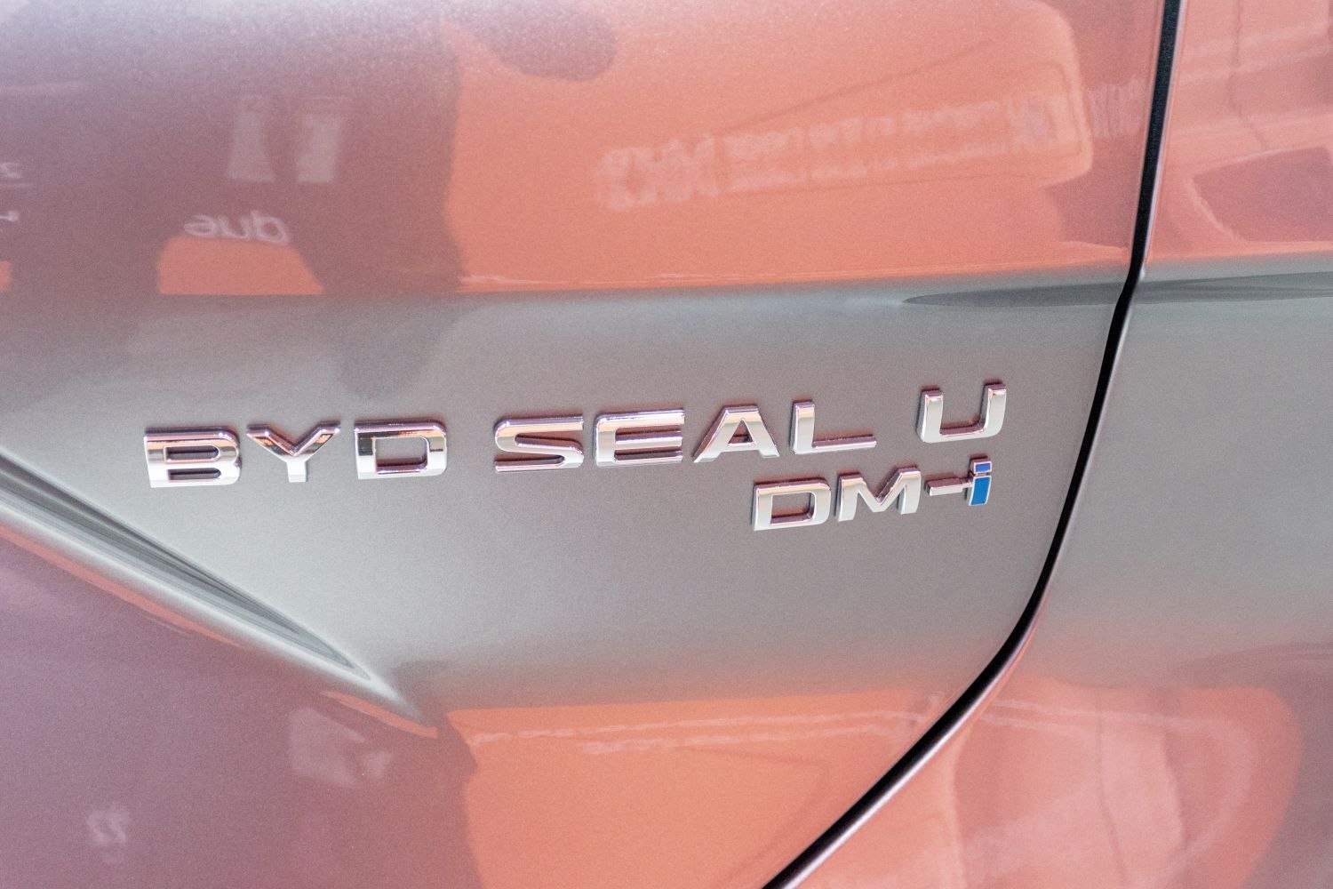 Close-up of car rear emblem and DM-i badge