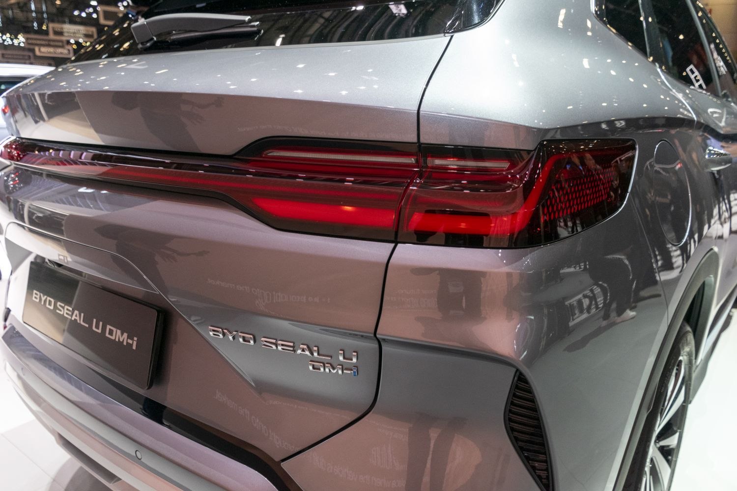 Close-up of 2024 electric vehicle rear light and model badge.