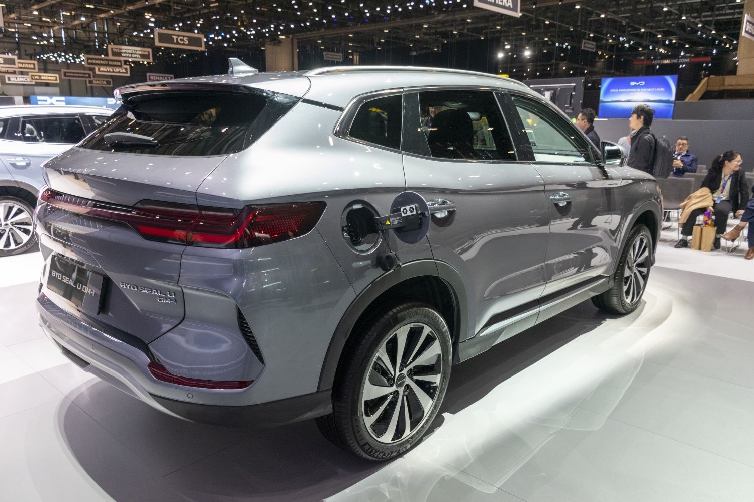 Electric SUV rear with charging port and modern taillights