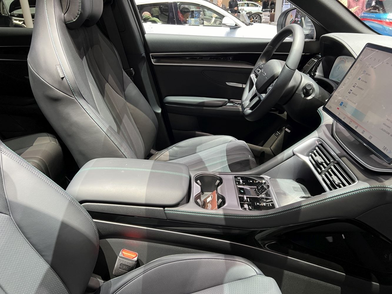 Luxury leather seats and digital dashboard with sleek center console
