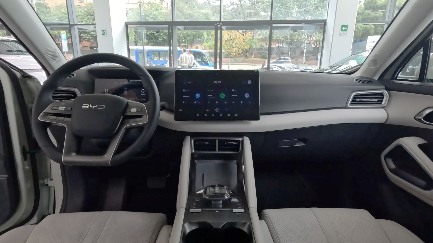 Digital dashboard and touchscreen center console with steering wheel controls