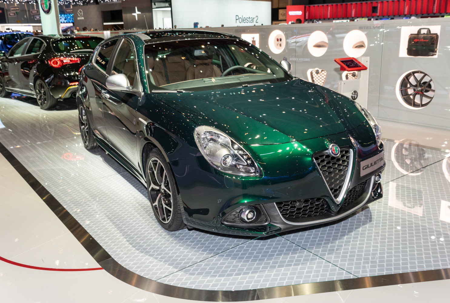Front view showing distinctive grille and headlights of a hatchback