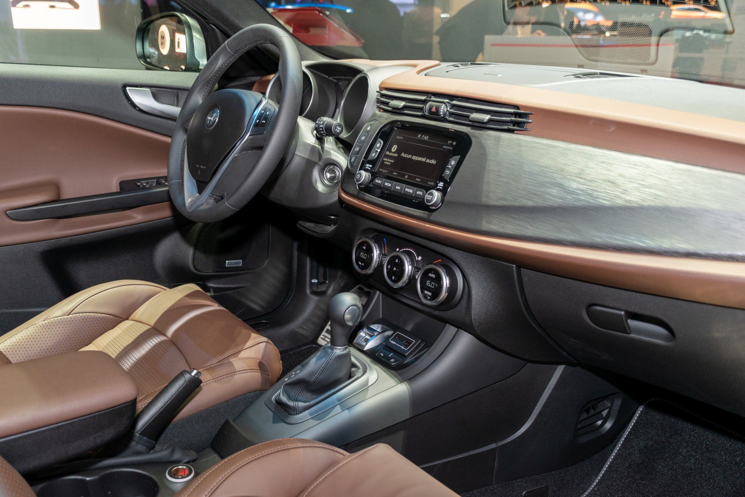Premium leather seats and advanced dashboard with infotainment and climate control