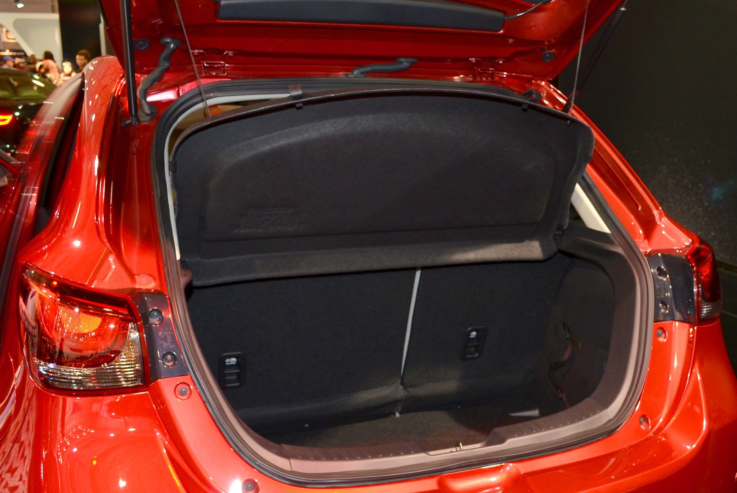 Open hatch trunk with visible cargo space and foldable rear seats