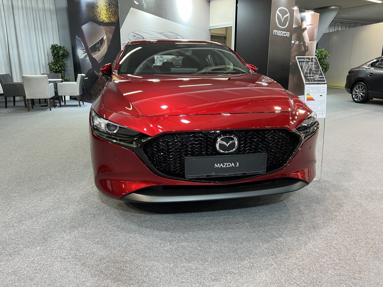 Front grille and LED headlights of a modern hatchback
