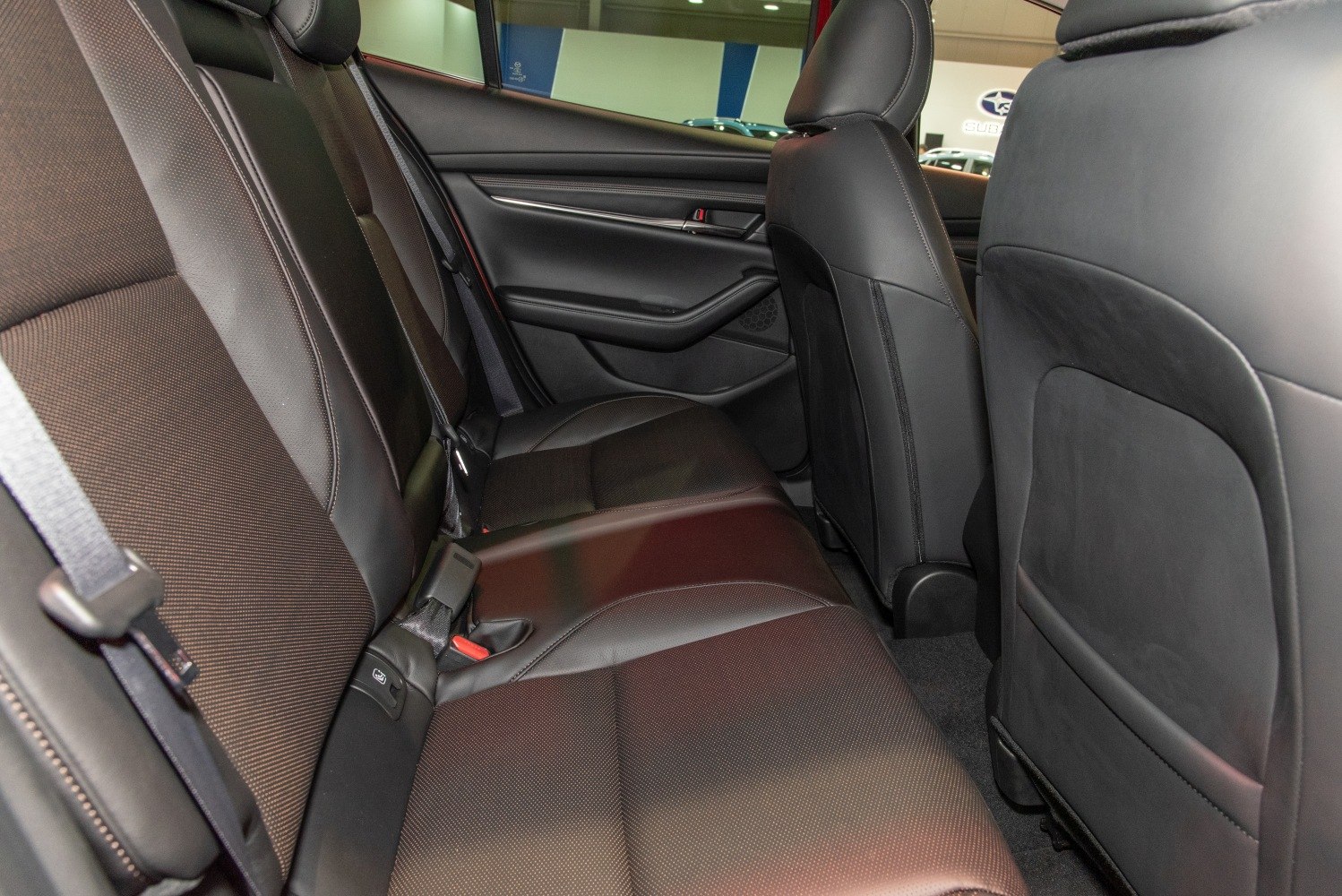 Rear seat upholstery and interior design of sedan rear cabin